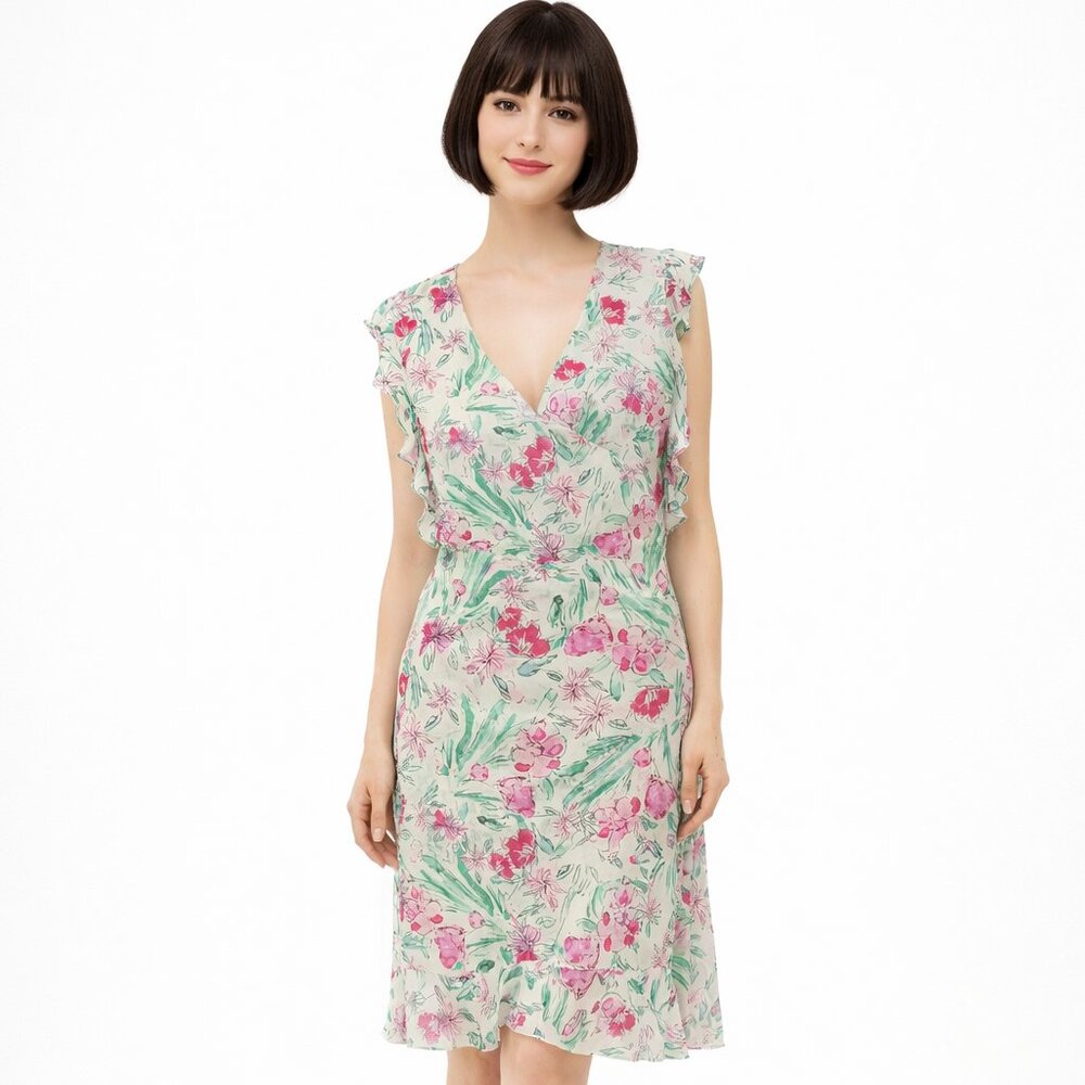 A NEW DAY Women's Floral Midi Dress 2XL Polyester Ruffled